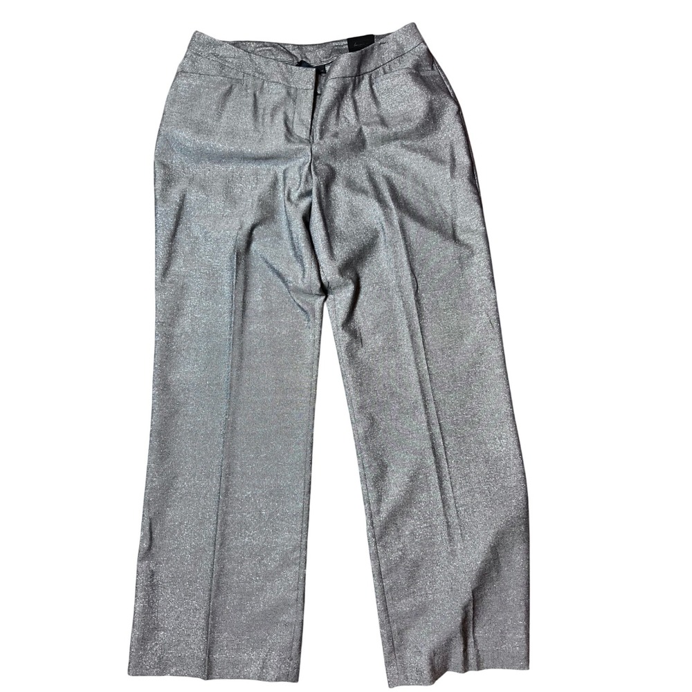 Lane Bryant Lena Curvy Fit Classic Trousers 16 Long Silver Metallic Career Pants